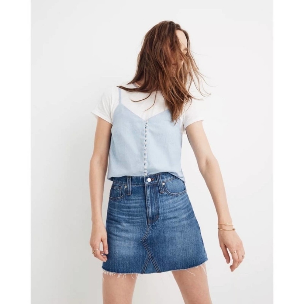 Euc Madwell Rigid Denim A-Line Mini Skirt in Lakeline Wash: Eco Edition Size 26